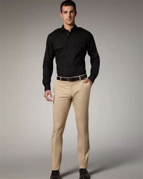 beige shoes with black pants.